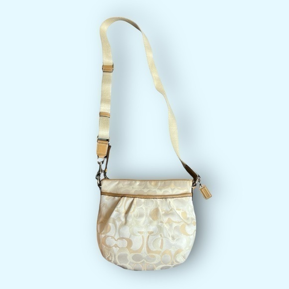 Euc Coach Ashley Signature Canvas Leather Adjustable Crossbody With Hangtag